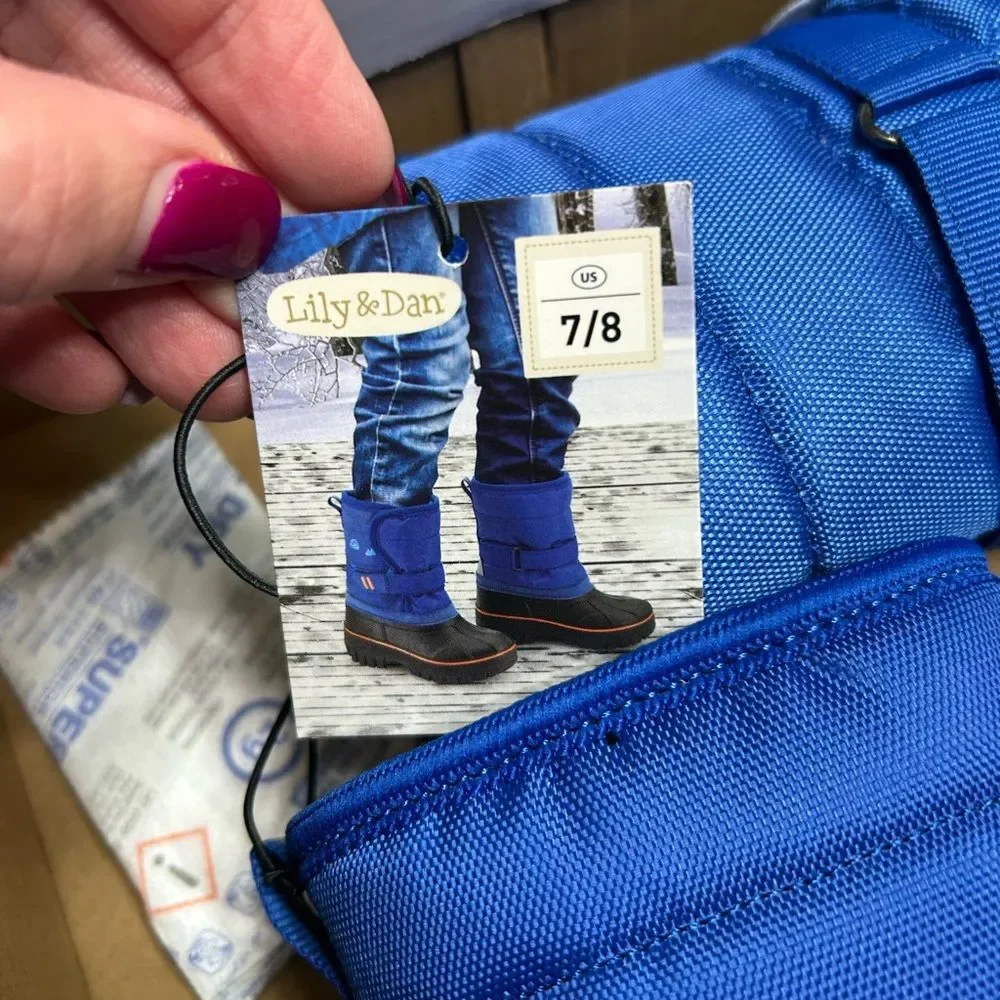 Lily & Dan Children's Blue and Black Snow Boots